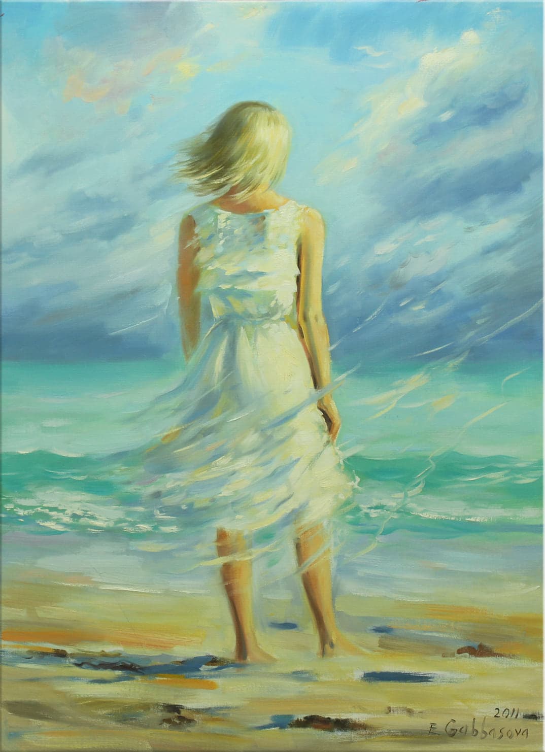 Girl By The Ocean Side by Elena Gabbasova