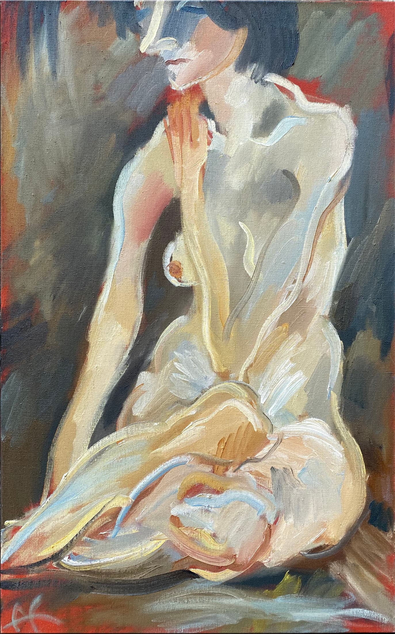 Sitting In Gray by Elena Gabbasova